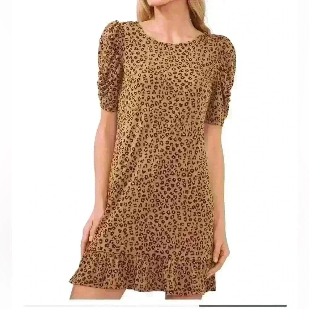 Puff Sleeve Printed Knit Dress - NWOT